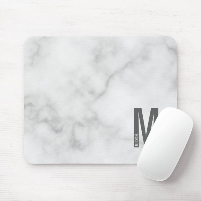 Tapis De Souris Monogramme et nom personnalisés gras modernes (Avec souris)