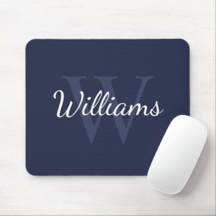 Tapis De Souris Monogramme et nom personnalisés Marine Blue