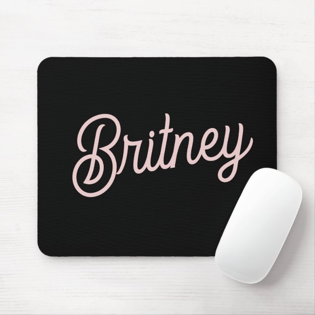 Tapis De Souris Monogramme et nom rose pâle moderne (Avec souris)