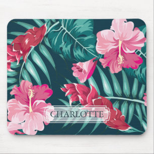 Tapis De Souris Monogramme Exotique Floral Été