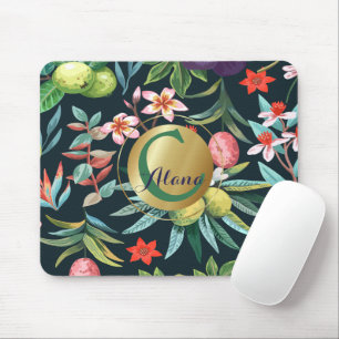 Tapis De Souris Monogramme exotique tropical du paradis floral