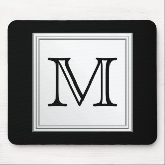 Tapis De Souris Monogramme fait sur commande imprimé. Gris noir et