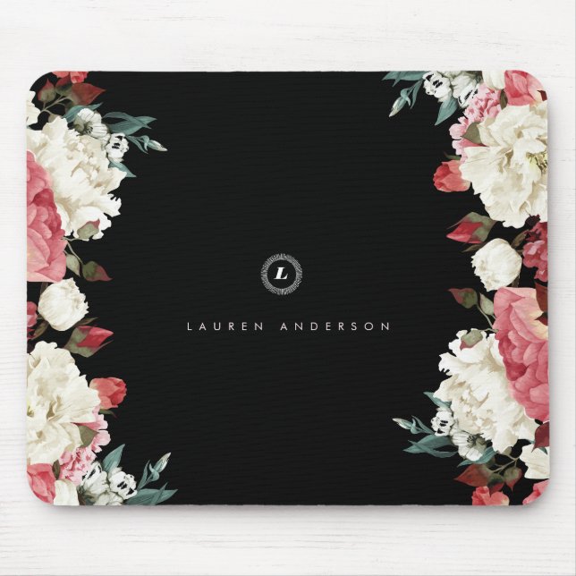 Tapis De Souris Monogramme fait sur commande rose Mousepad de cru (Devant)