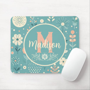 Tapis De Souris Monogramme Fleurs lunaires