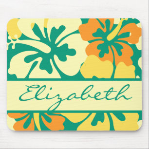 Tapis De Souris Monogramme floral de motif de ketmie