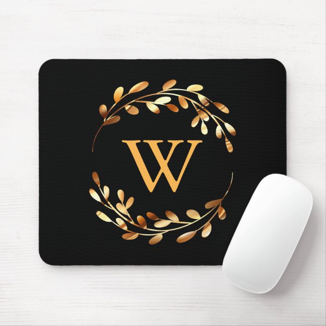 Tapis De Souris Monogramme floral Goldel (Avec souris)
