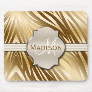 Tapis De Souris Monogramme Gold Zebra Motif d'impression