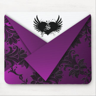 Tapis De Souris Monogramme gothique Violet et noir Baroque Mousepa