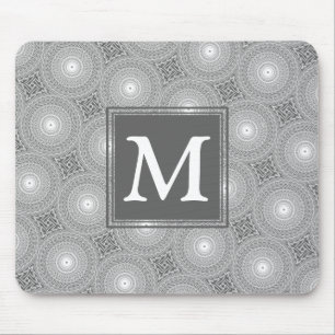 Tapis De Souris Monogramme gris cercles motif