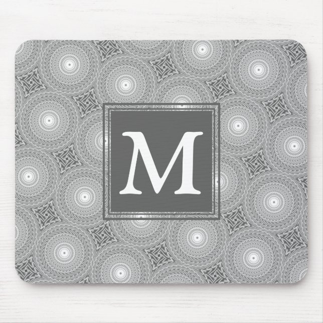 Tapis De Souris Monogramme gris cercles motif (Devant)