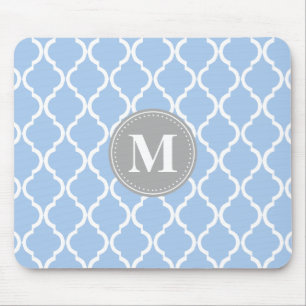 Tapis De Souris Monogramme gris latte bleu clair marocain