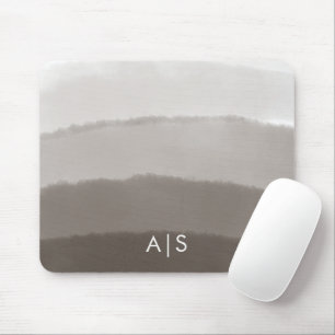 Tapis De Souris Monogramme Initial Aquarelle Gris Davy Ombre