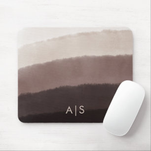 Tapis De Souris Monogramme Initial Aquarelle Ombre Brun Noix