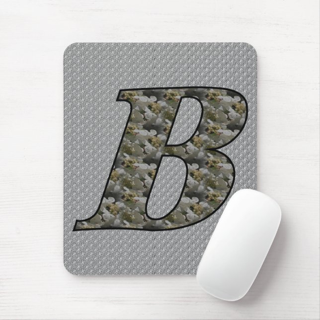 Tapis De Souris Monogramme initial B Hydrangea Floral Mousepad (Avec souris)