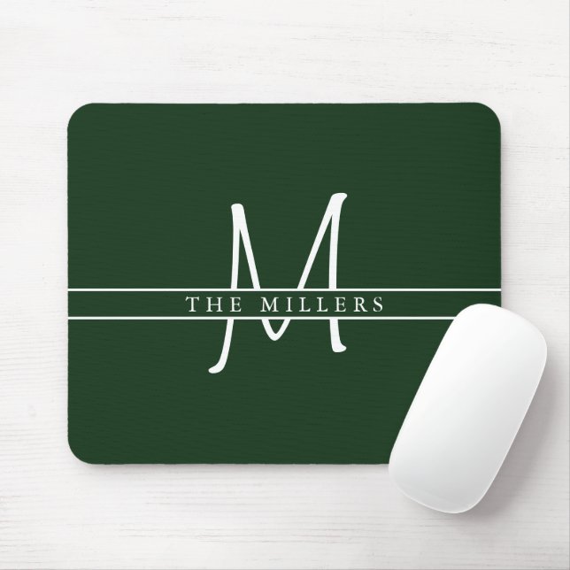 Tapis De Souris Monogramme initial de scission, vert personnalisé (Avec souris)