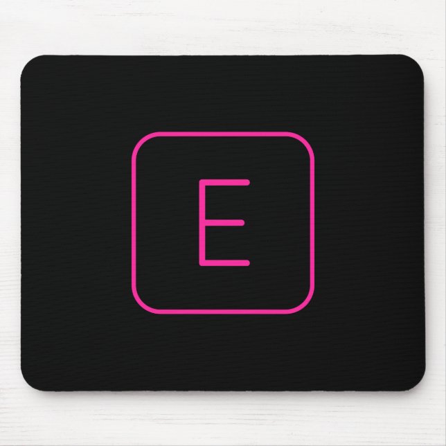 Tapis De Souris Monogramme Initial De Style Moderne | Rose Et Noir (Devant)