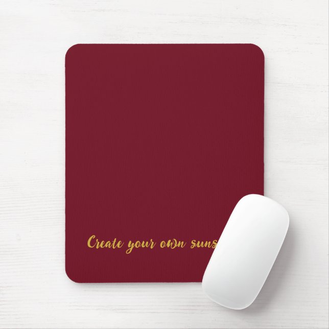 Tapis De Souris Monogramme Initial Doré Luxueux Rouge Bourgogne (Avec souris)