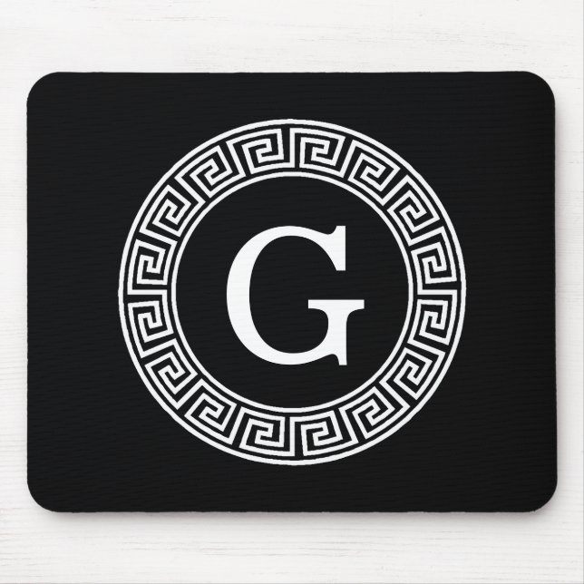 Tapis De Souris Monogramme initial du cadre de ligne de clé grecqu (Devant)