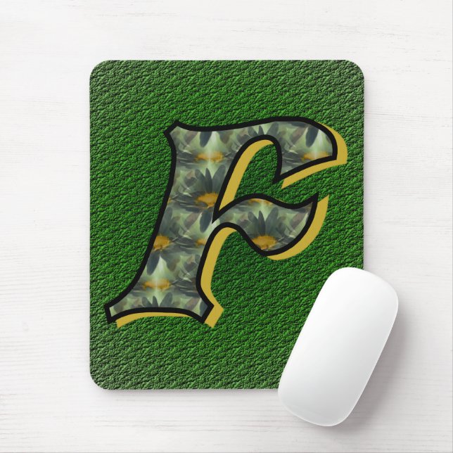 Tapis De Souris Monogramme Initial F Art floral Daisy  (Avec souris)