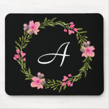 Monogramme initial Floral noir