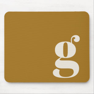 Tapis De Souris Monogramme Initial Minimal Rétro Or Ocre Personnal