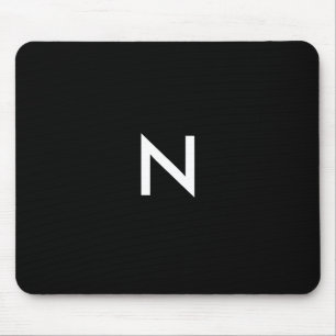 Tapis De Souris Monogramme Initial Minimaliste Noir Blanc Moderne