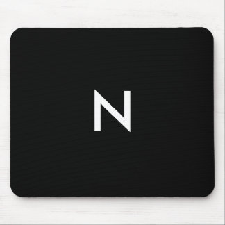 Tapis De Souris Monogramme Initial Minimaliste Noir Blanc Moderne