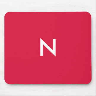Tapis De Souris Monogramme Initial Minimaliste Rouge Cramoisi Mode