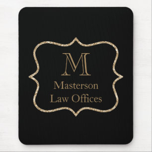 Tapis De Souris Monogramme Initial Nom Or Noir Or Professionnel