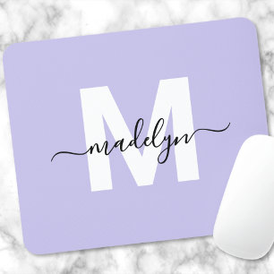 Tapis De Souris Monogramme Initial Nom Violet
