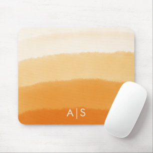 Tapis De Souris Monogramme Initiale Aquarelle Citrouille Orange Om