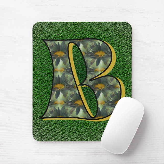 Tapis De Souris Monogramme Initiale B Fleurs Artistiques de Margue (Avec souris)