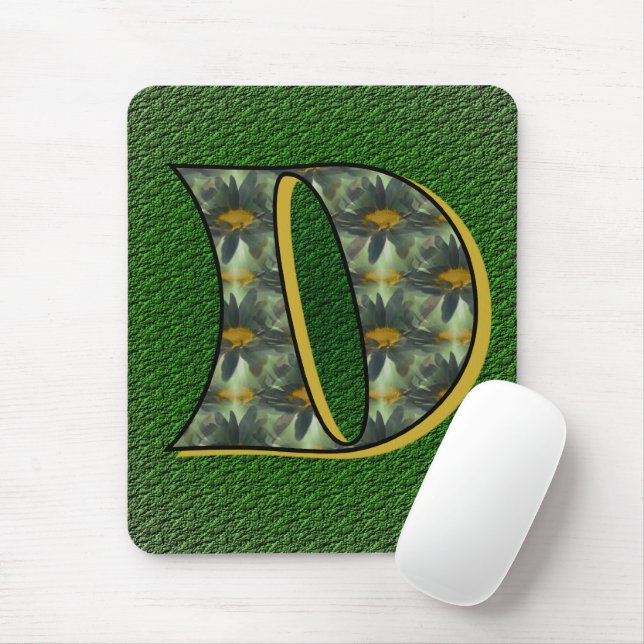 Tapis De Souris Monogramme Initiale D Fleurs Artistiques de Margue (Avec souris)