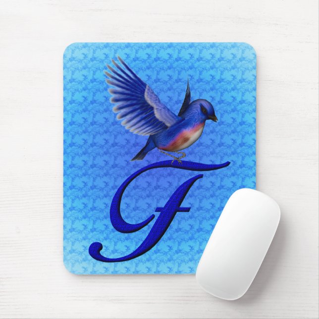 Tapis De Souris Monogramme initiale F Bluebird (Avec souris)