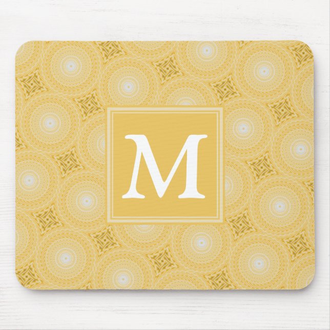 Tapis De Souris Monogramme jaune cercles motif (Devant)