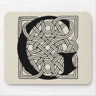 Tapis De Souris Monogramme lettre G Impression vintage nœud celtiq