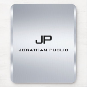 Tapis De Souris Monogramme métal argenté Look Modèle vertical