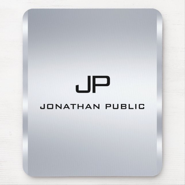 Tapis De Souris Monogramme métal argenté Look Modèle vertical (Devant)