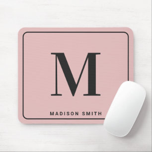 Tapis De Souris Monogramme minimaliste moderne avec nom - Rose pou