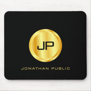 Tapis De Souris Monogramme Modèle Élégant Noir Et Or