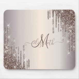 Tapis De Souris Monogramme Moderne avec Gouttes de Paillettes Bril