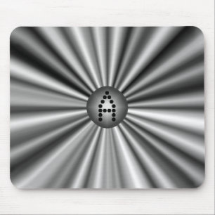 Tapis De Souris Monogramme moderne élégant noir blanc argent