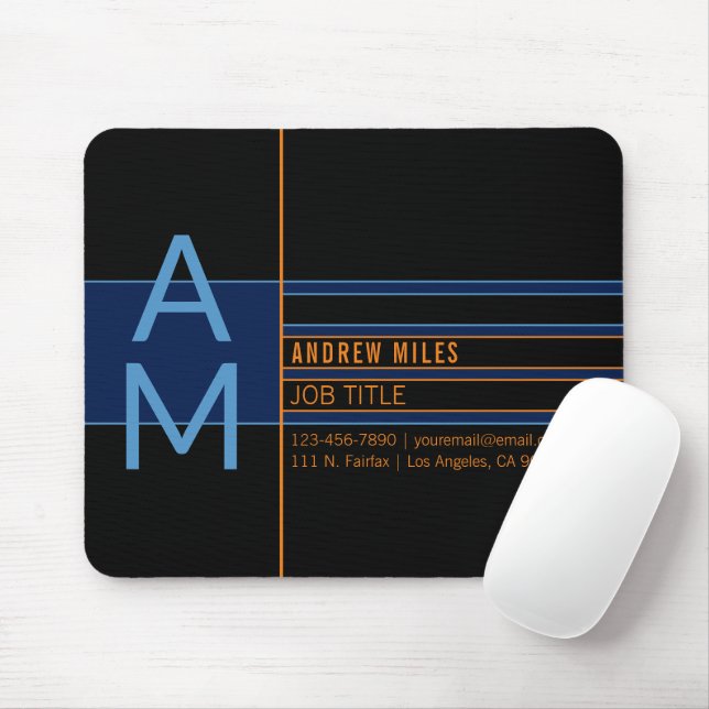 Tapis De Souris Monogramme Moderne & Formes et Couleurs Modifiable (Avec souris)