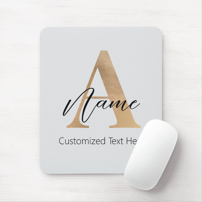 Tapis De Souris Monogramme moderne Initiale A & Nom Personnalisé (Avec souris)
