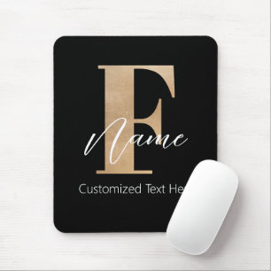 Tapis De Souris Monogramme moderne Initiale F & Nom Personnalisé
