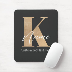 Tapis De Souris Monogramme moderne Initiale K & Nom Personnalisé