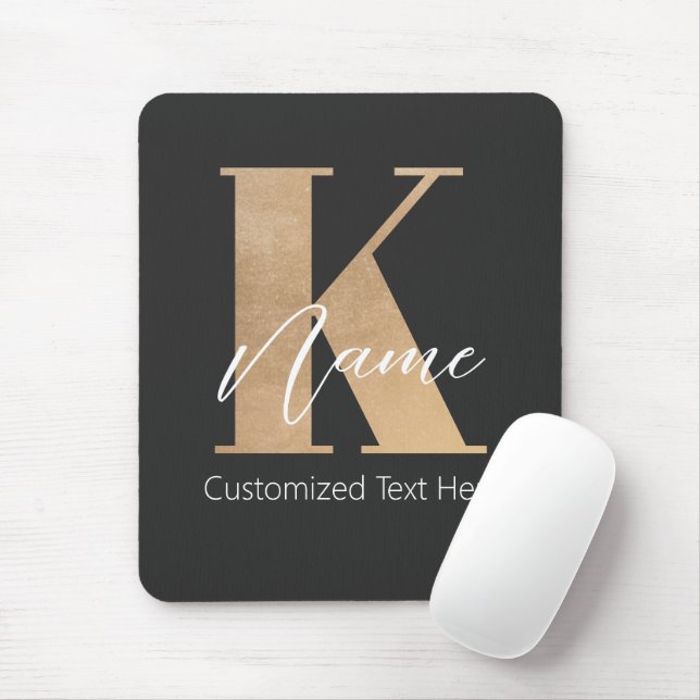 Tapis De Souris Monogramme moderne Initiale K & Nom Personnalisé (Avec souris)