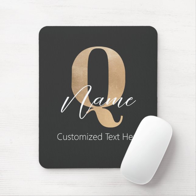 Tapis De Souris Monogramme Moderne Initiale Q & Nom Personnalisé (Avec souris)