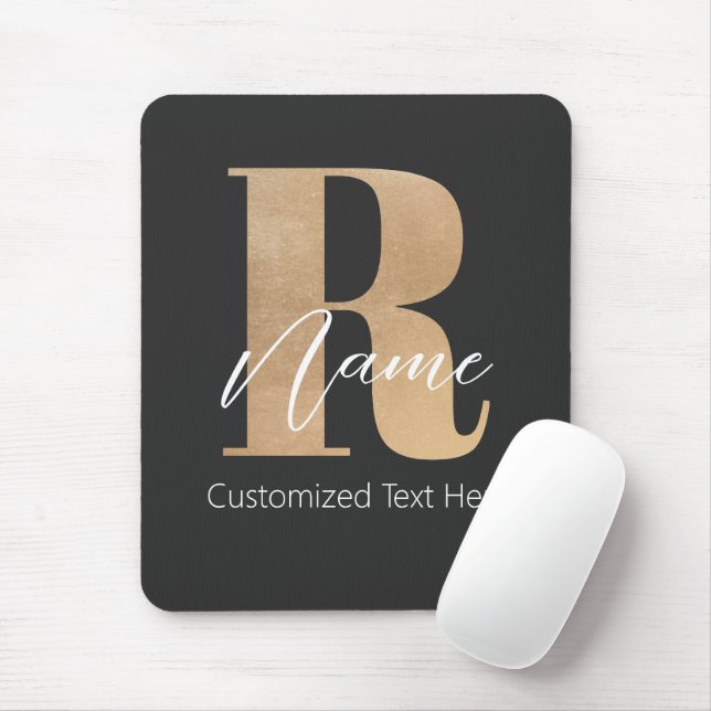 Tapis De Souris Monogramme Moderne Initiale R & Nom Personnalisé (Avec souris)