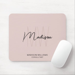 Tapis De Souris Monogramme moderne Logo Blush Pink Consultant
